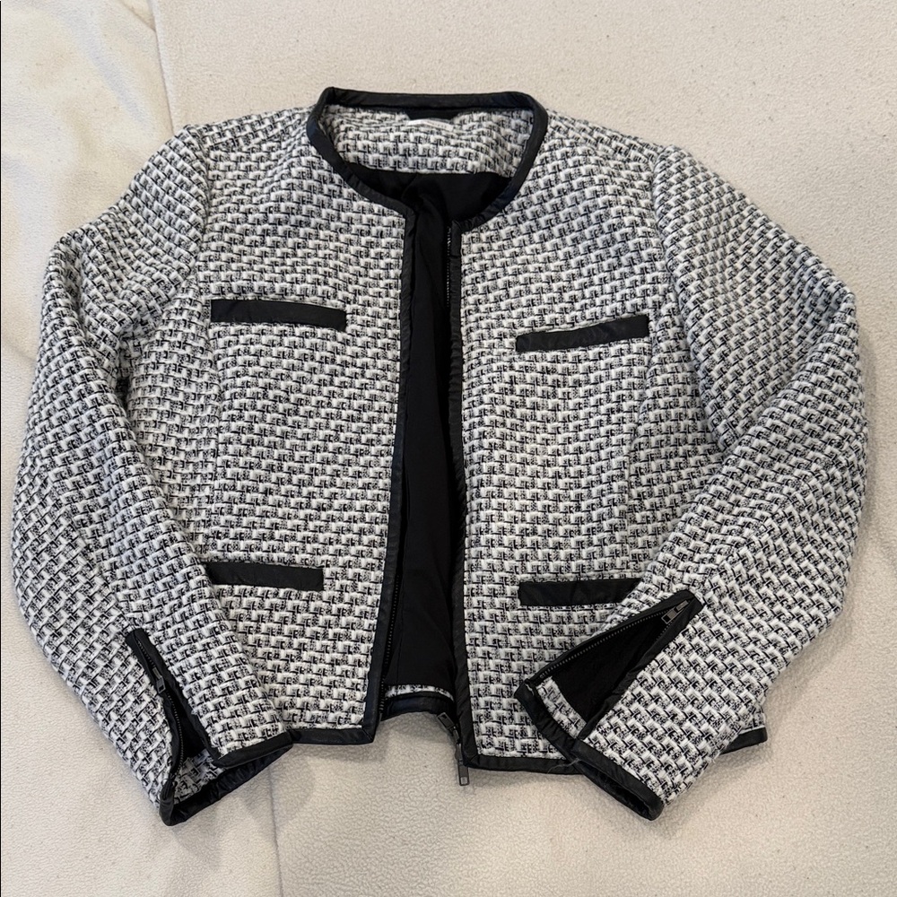 Ecru Monochrome Tweed Blazer